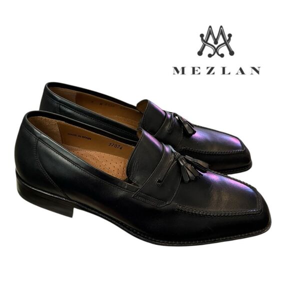 New Mezlan 2135 Men\'s Black Leather Slip-on Loafers Dress Shoes 9  9W main image 5